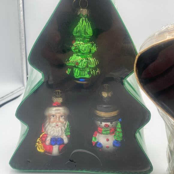 Lubeck Two Sets Hand Painted Blown Glass Christmas Ornaments Keepsake Boxes - Picture 3 of 8